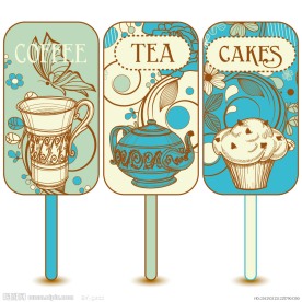 咖啡茶水蛋糕标签
