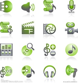 绿色影视音乐图标矢量