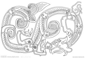 秦简单线条龙纹理