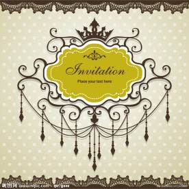 欧式花纹边框 婚纱婚礼卡片