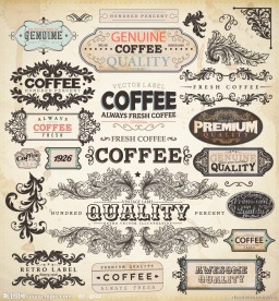 古典欧式花纹边框装饰 咖啡标签