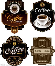 时尚咖啡标签贴纸