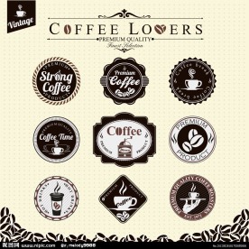 怀旧咖啡标签贴纸