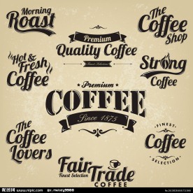 怀旧咖啡标签贴纸