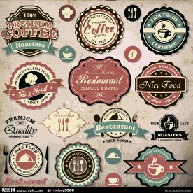 怀旧咖啡标签贴纸