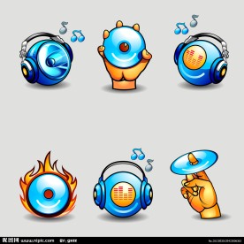 3d水珠水滴火焰音乐图标