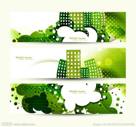 动感绿色环保城市banners 横幅