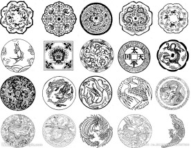 矢量 圆纹 龙凤 图案