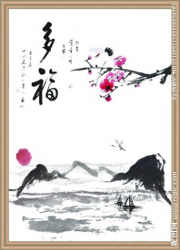 水墨画展板素材