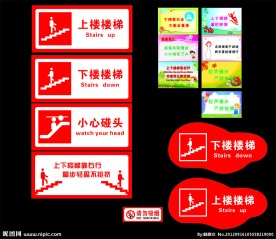 上下楼梯危险标志标语