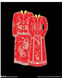 可爱唐装结婚礼服