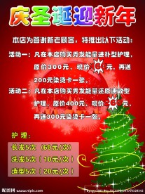 庆圣诞迎新年美发促销海报