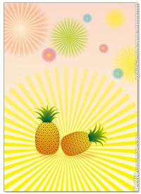 水果类黄色菠萝 熟的菠萝 黄色发射光海报底纹