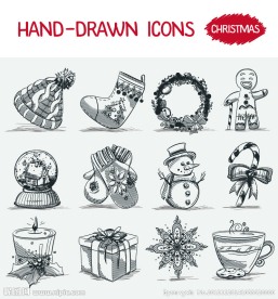 圣诞节手绘图标