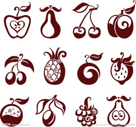 咖啡色水果图标矢量