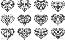 手绘情人节心型图标