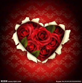 撕纸爱心玫瑰 情人节背景