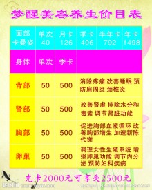 美容养生价目表