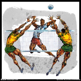 手绘人物排球运动员