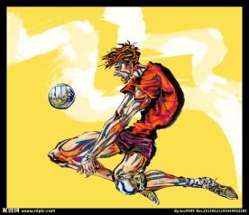 手绘人物排球运动员