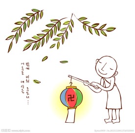 举着万字灯笼的和尚