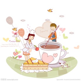 泡咖啡做点心的情侣