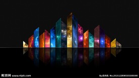 黑色背景七彩几何体