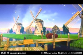 旋转风车卡通婚礼视频