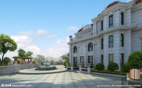 别墅建筑景观设计喷泉