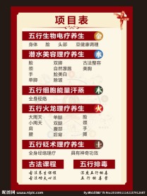 美容项目表