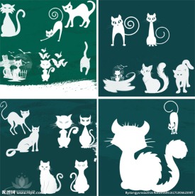 万圣节卡通黑猫装饰PS笔刷