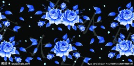 蓝色-花纹 - 连续 月季