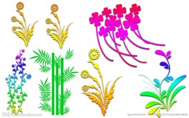 潮流风格植物花纹笔刷