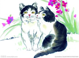 水墨画猫