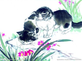 水墨画猫