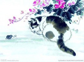 水墨画猫