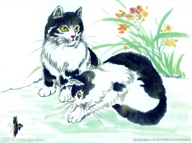 水墨画猫