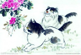 水墨画猫