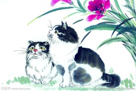 水墨画猫