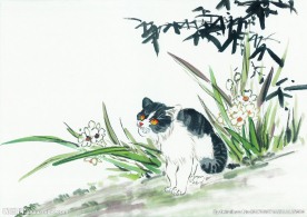 水墨画猫