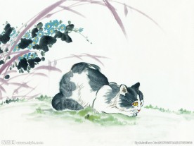 水墨画猫