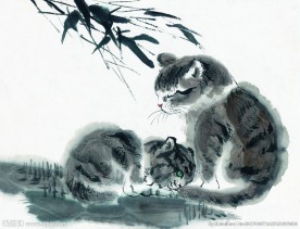水墨画猫