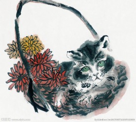 水墨画猫