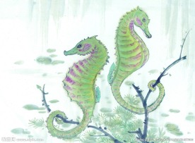 水墨画海马