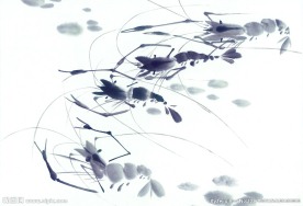 水墨画虾