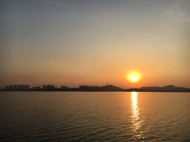夕阳 南湖 风景