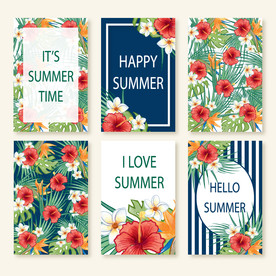 春夏花草植物元素海报创意设计