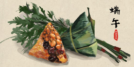 端午节吃粽子插画