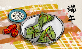 端午节卡通粽子插画