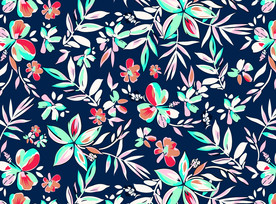 藏蓝背景花朵叶子